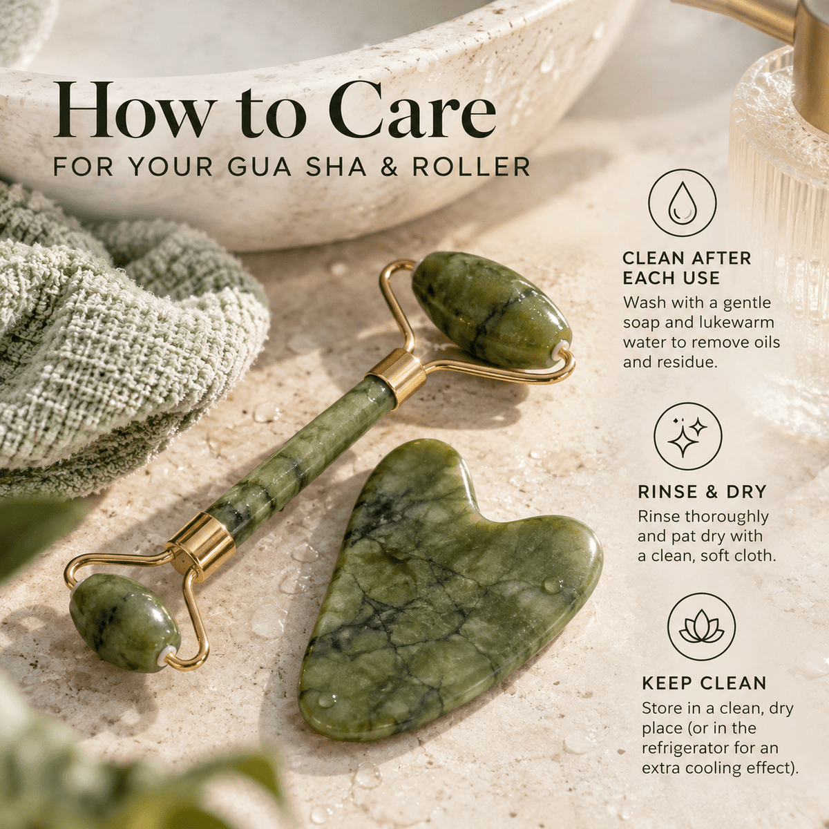 Jade Gua Sha & Facial Roller Set - Natu Botanicals