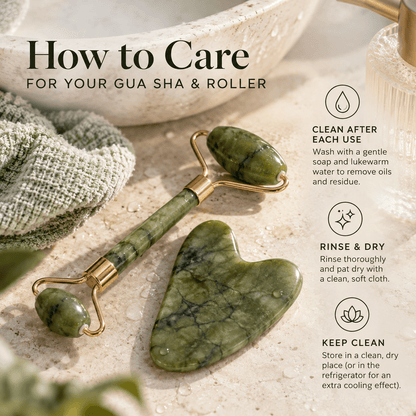 Jade Gua Sha & Facial Roller Set - Natu Botanicals