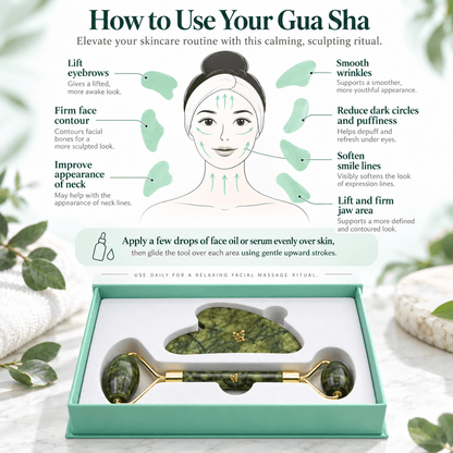 Jade Gua Sha & Facial Roller Set - Natu Botanicals