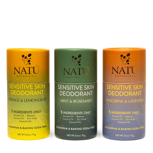 Natural Deodorant Variety Pack | 3 Full-Size Aluminum-Free Deodorants | Baking Soda-Free | Includes All 3 Signature Scents - Natu Botanicals