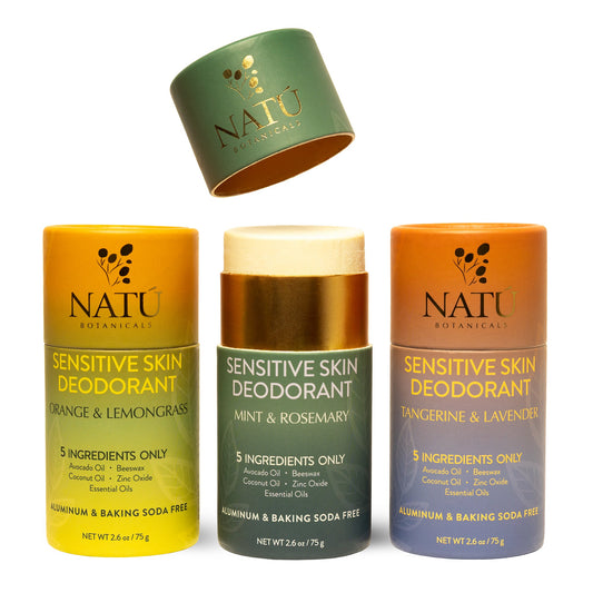Natural Deodorant Variety Pack | 3 Full-Size Aluminum-Free Deodorants | Baking Soda-Free | Includes All 3 Signature Scents - Natu Botanicals