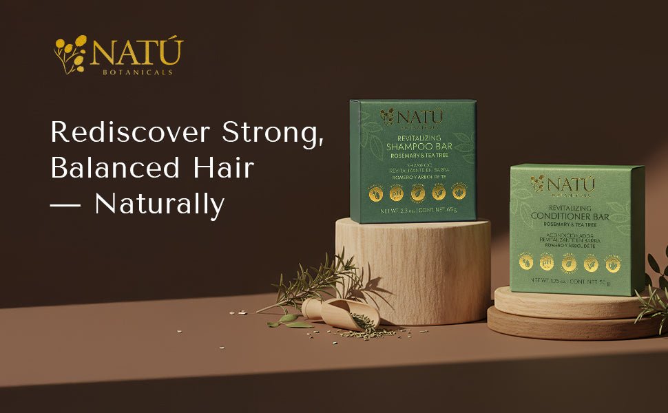 Revitalizing Rosemary and Tea Tree Shampoo & Conditioner Bar Set - Natu Botanicals