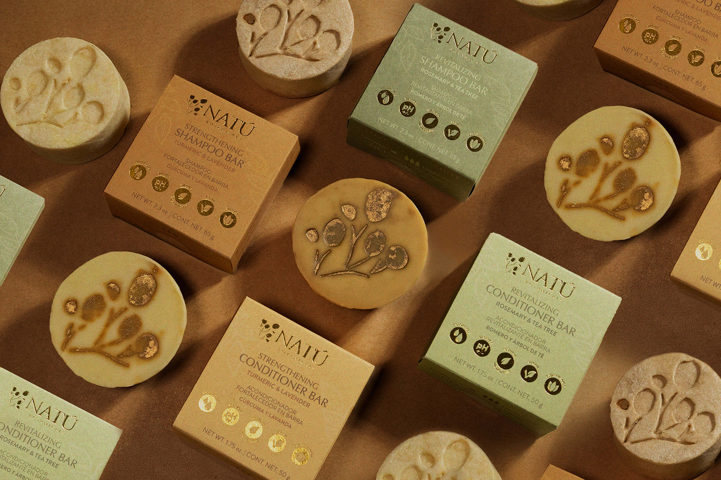 Revitalizing Rosemary and Tea Tree Shampoo & Conditioner Bar Set - Natu Botanicals