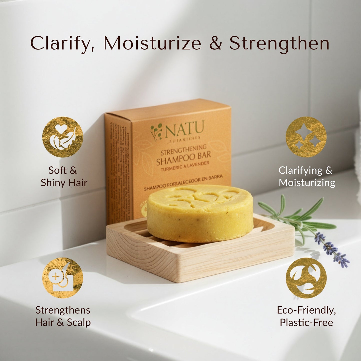 Strengthening Shampoo Bar – Turmeric & Lavender - Natu Botanicals
