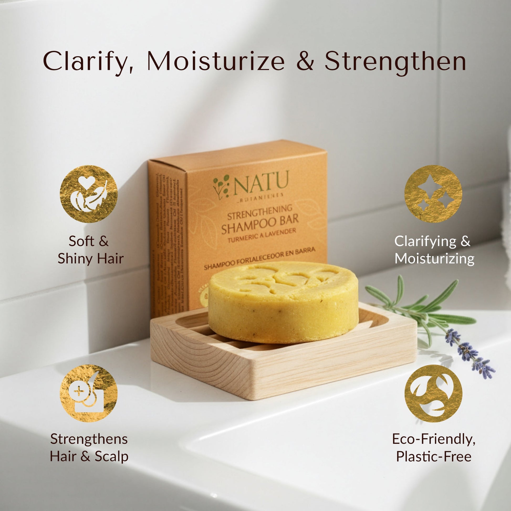 Strengthening Shampoo Bar – Turmeric & Lavender - Natu Botanicals