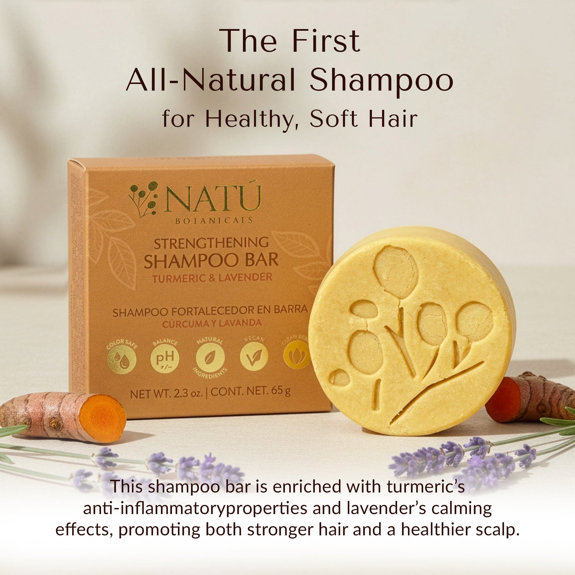 Strengthening Shampoo Bar – Turmeric & Lavender - Natu Botanicals