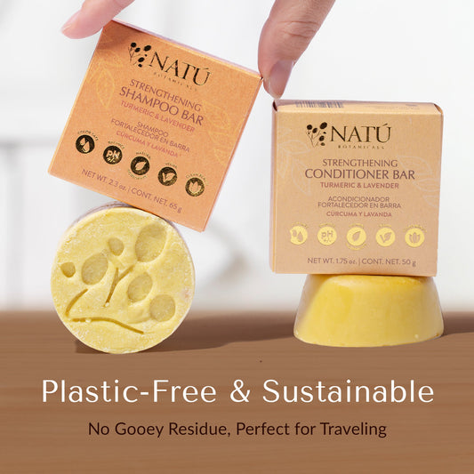 Strengthening Turmeric and Lavender Shampoo and Conditioner Bar Set - Natu Botanicals