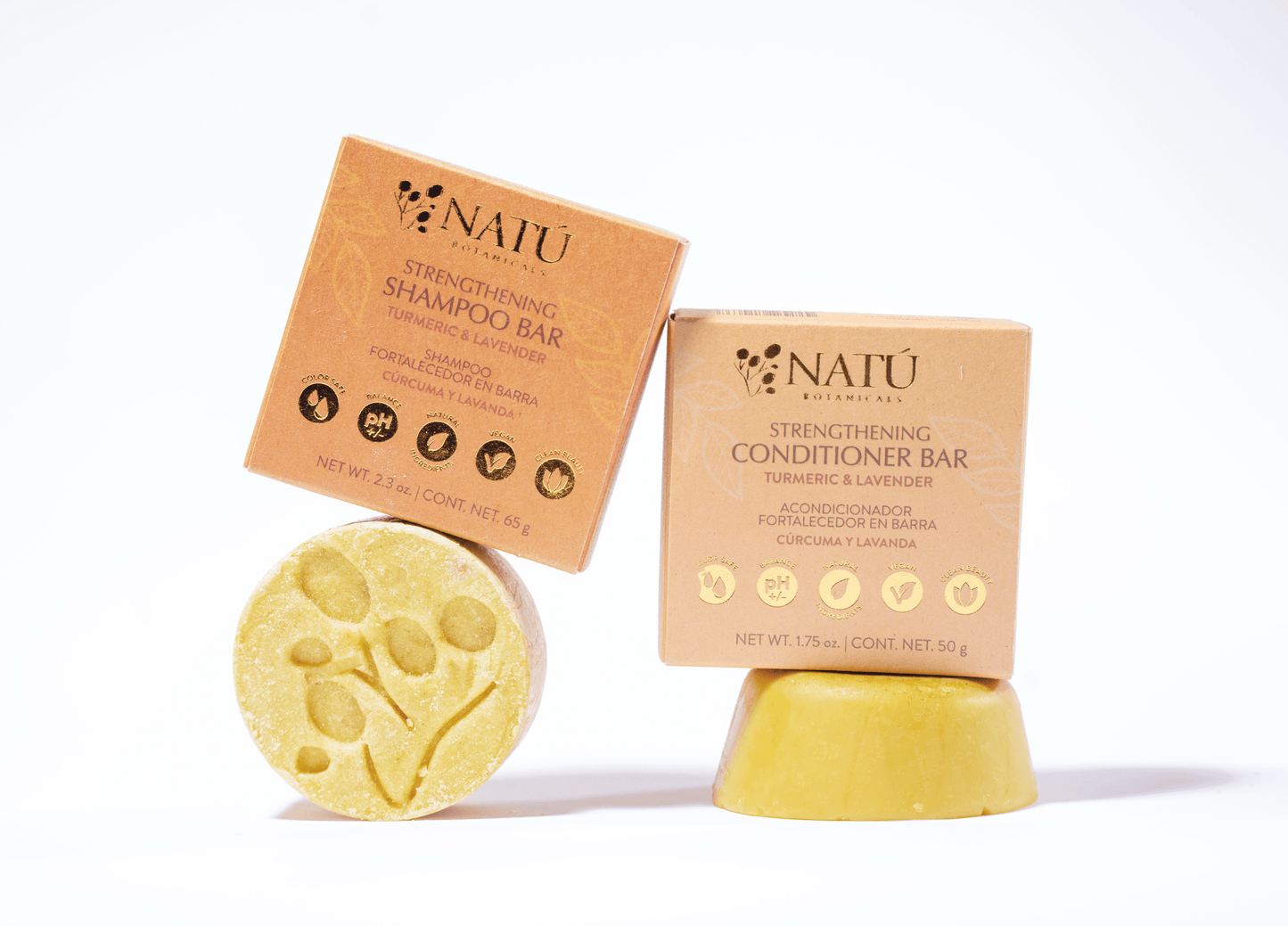 Strengthening Turmeric and Lavender Shampoo and Conditioner Bar Set - Natu Botanicals